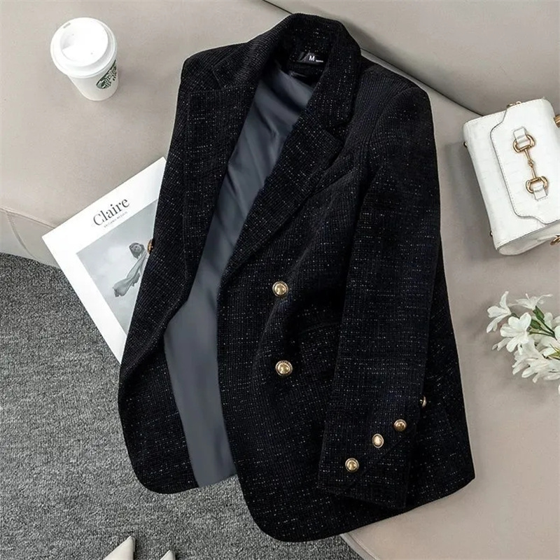 黒のコーデュロイスーツジャケット女性のための秋冬厚手の綿入り - Corduroy Jacket Men のレビューと価格