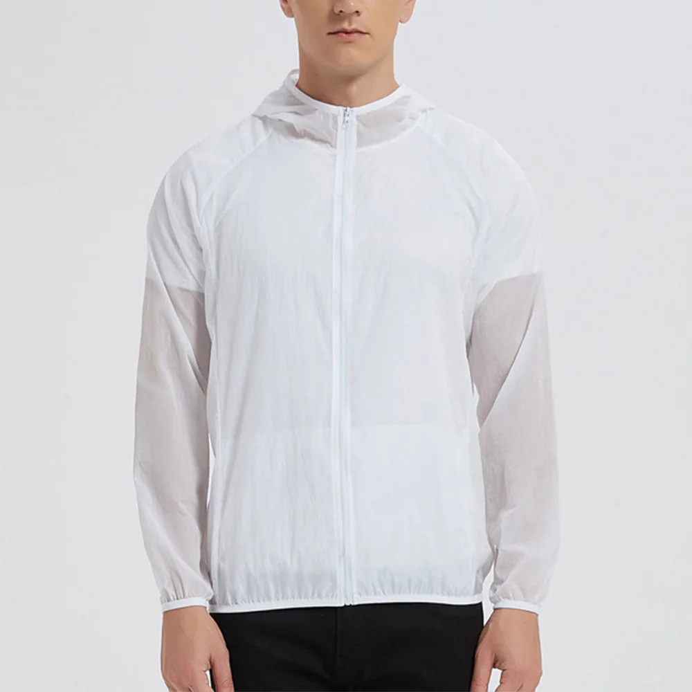 夏のメンズ日焼け防止服軽量通気性アイスシルクフード付き速乾ジ - Corduroy Jacket Men のレビューと価格