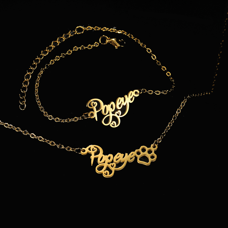 Goxijite カスタマイズネームネックレスセット女性ステ - Men'S Fashion Jewelry Bracelets のレビューと価格
