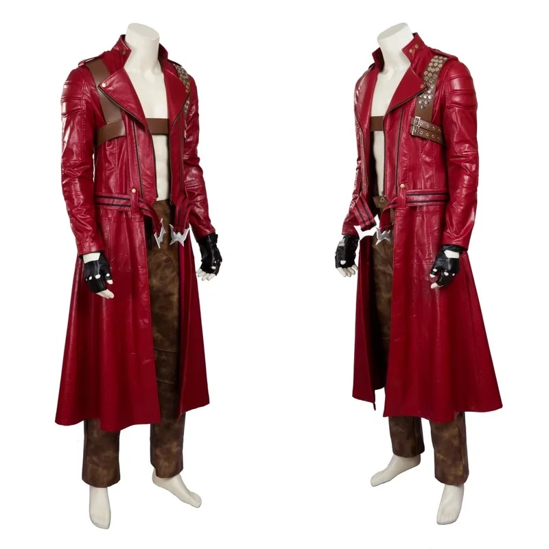 RGD4 ハロウィン ダンテ コスプレ衣装 レッドレザー ト - Trench Coat Men のレビューと価格