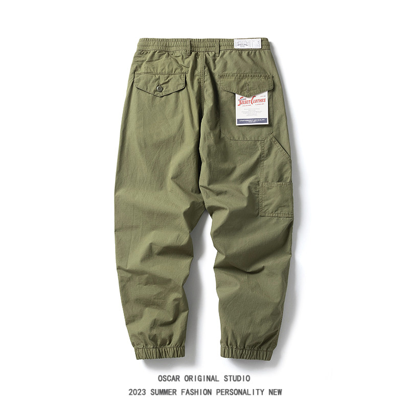 和風トレンドブランドシンプル刺繍カーゴパンツ男性用春夏薄手カ - Cargo Jogger Pants のレビューと価格