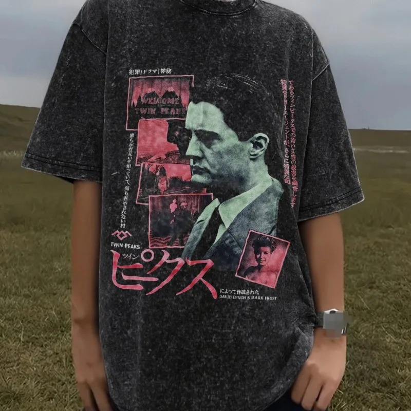 ツインピークステレビ番組ウォッシュドオーバーサイズ男性女性ラ - Poster Men Fashion のレビューと価格
