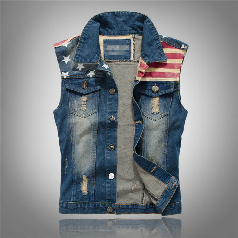 ストリートウェアファッションスターズ＆ストライププリントパッ - Mens Fashion Denim Jacket のレビューと価格