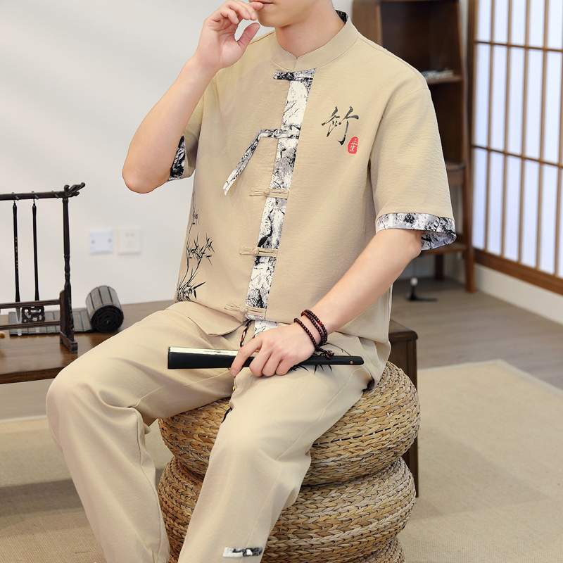 2026年春 メンズカジュアルセット 中華風シャツ+パンツ  - Mens Fashion Casual 2026 のレビューと価格