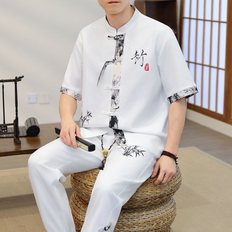 2026年春 メンズカジュアルセット 中華風シャツ+パンツ  - Mens Fashion Casual 2026 のレビューと価格