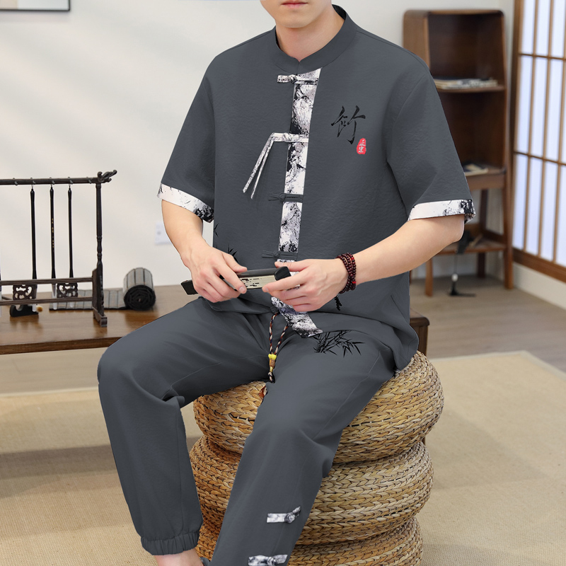 2026年春 メンズカジュアルセット 中華風シャツ+パンツ  - Mens Fashion Casual 2026 のレビューと価格