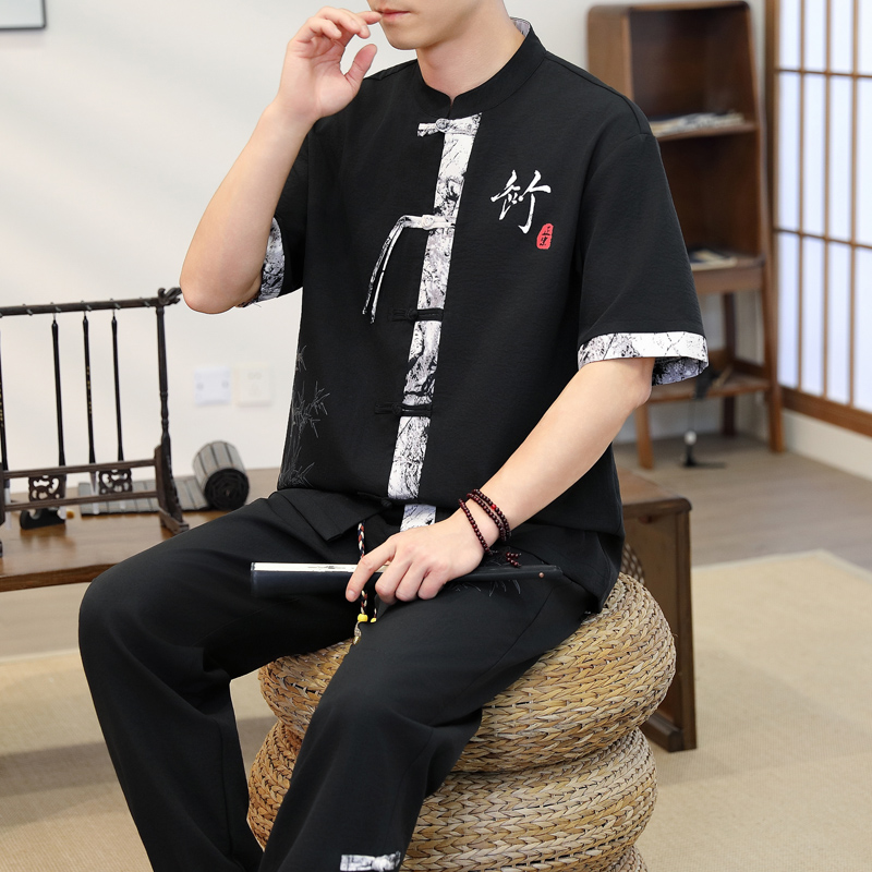 2026年春 メンズカジュアルセット 中華風シャツ+パンツ  - Mens Fashion Casual 2026 のレビューと価格