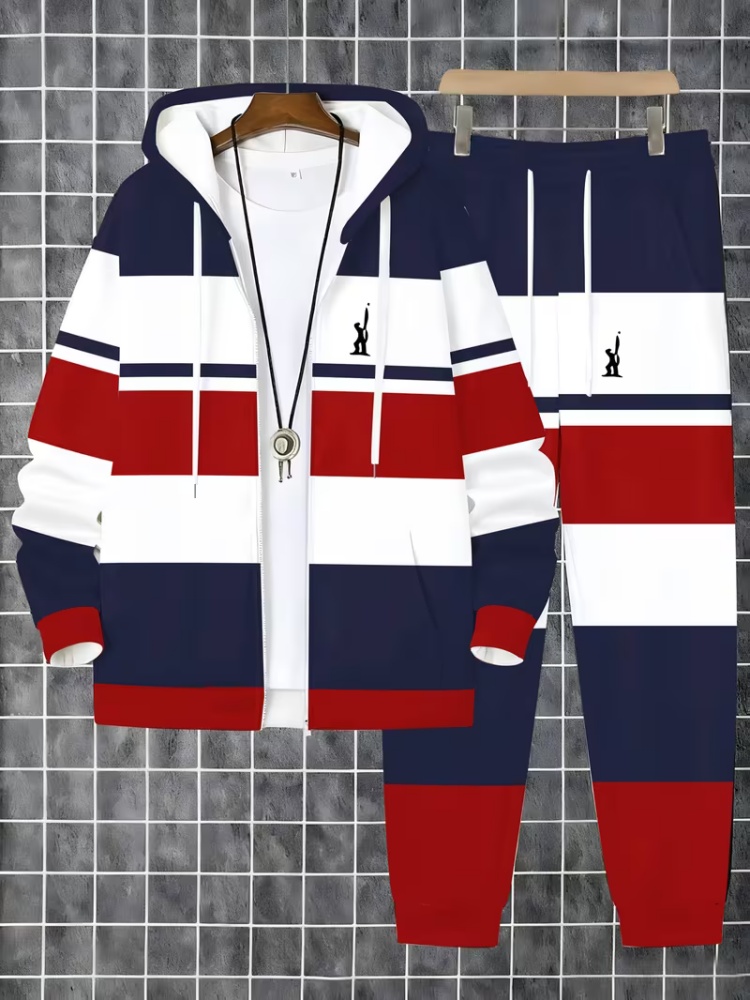 メンズジップアップフーディートラックスーツセット ファッショ - Men'S Fashion Zipper Jacket のレビューと価格