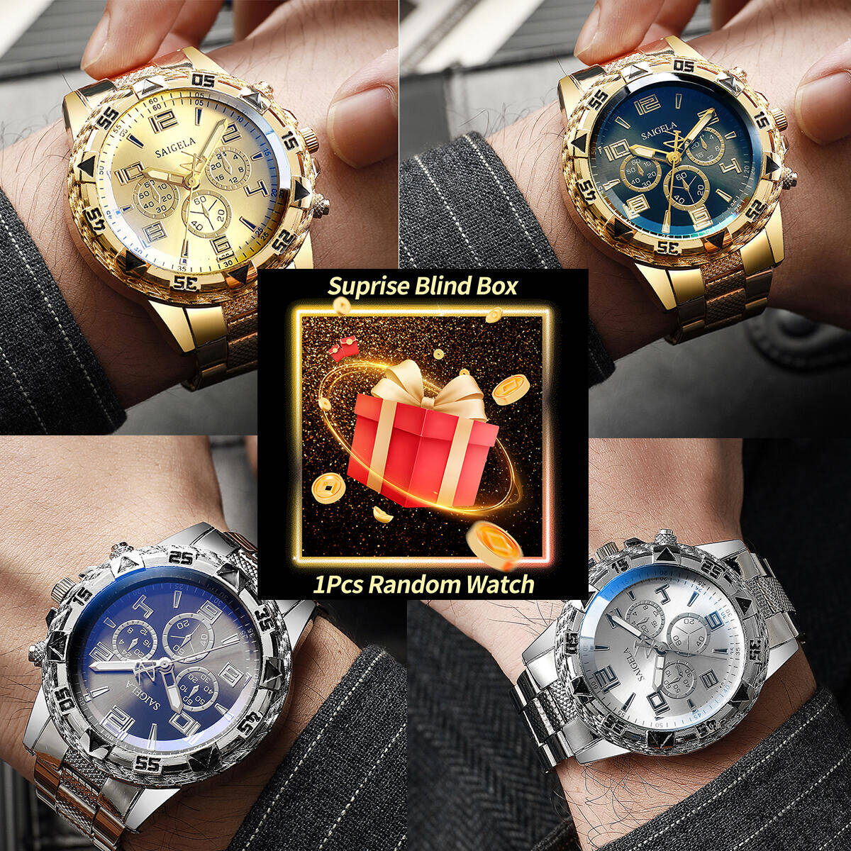 1PC サプライズミステリー腕時計ブラインドボックス-メンズ - Fashion Mens Watches のレビューと価格