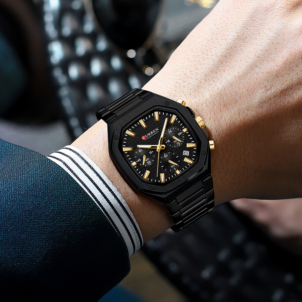 CURREN 高級スクエアクロノ腕時計男性用クラシックデザイ - Fashion Mens Watches のレビューと価格