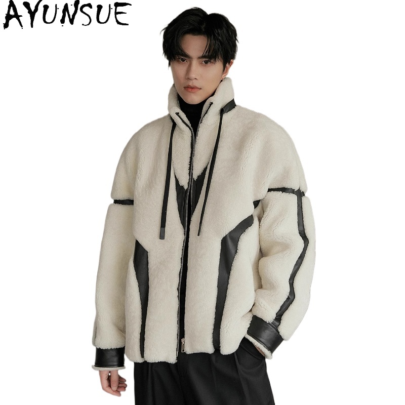 AYUNSUE 高級天然毛皮コート男のファッションショート本 - Men'S Fashion Zipper Jacket のレビューと価格