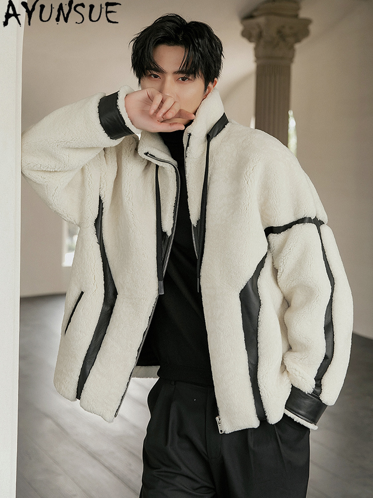 AYUNSUE 高級天然毛皮コート男のファッションショート本 - Men'S Fashion Zipper Jacket のレビューと価格