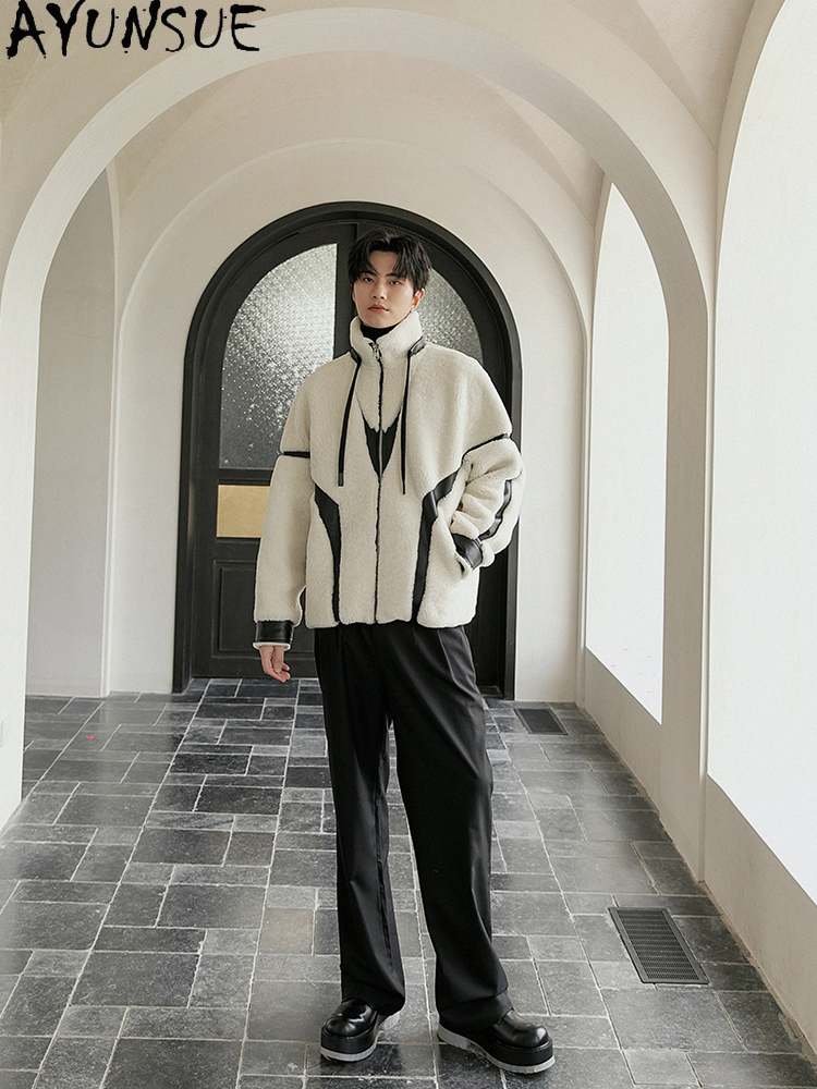 AYUNSUE 高級天然毛皮コート男のファッションショート本 - Men'S Fashion Zipper Jacket のレビューと価格