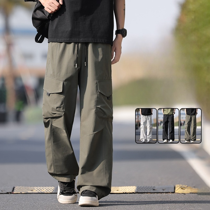 韓国ハイストリートジョガーカーゴパンツ男性マルチポケット弾性 - Cargo Jogger Pants のレビューと価格