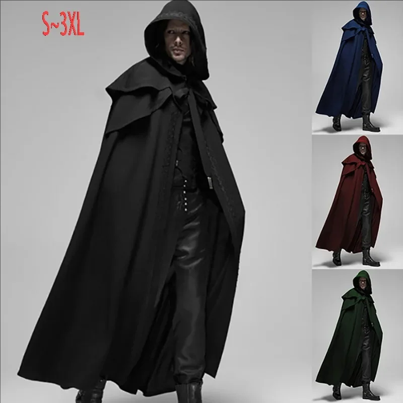 男性モンクコスプレ衣装 中世ヴィンテージゴシック フード付き - Trench Coat Men のレビューと価格