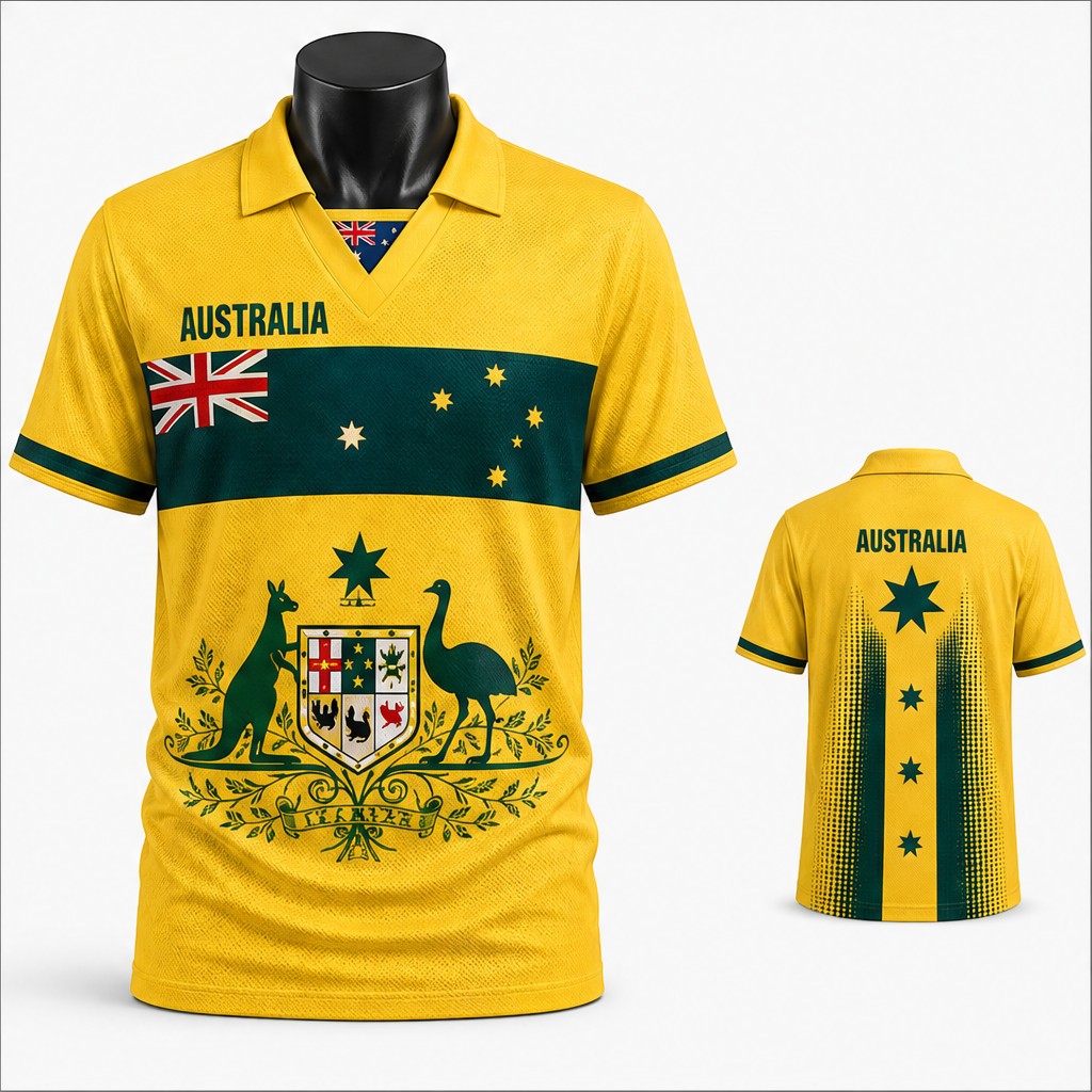 メンズオーストラリア装飾カンガルーエミュクレストセミポロVネ - Mens Fashion Australia のレビューと価格